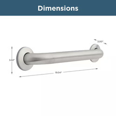 16 In. X 1-1/2 In. Concealed Screw Ada-Compliant Grab Bar in Stainless NEW