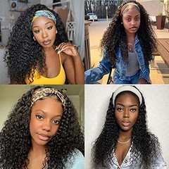 Punmasa Headband Wig Deep Wave 22 Inch Human Hair Curly Glueless Human