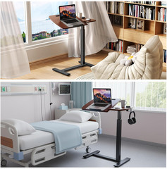 Overbed Bedside Table with Wheels,Tiltable Hospital Bed Table, Pneumatic Adjusta