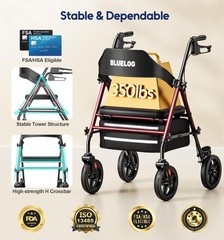 Bluelog Walkers for Seniors Rollator Walkers with Seat, 350lb Capacity with…