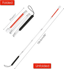 Blind Cane Stick Reflective Red White Foldable Walking Baston for Visually