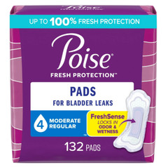 Poise Incontinence Pads for Women 4 Drop, Moderate Absorbency, Regular Length