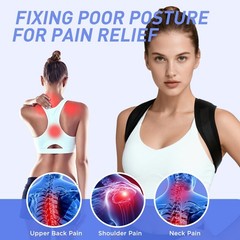 Asahaye Posture Corrector for Women and Men, Adjustable Back One Size, Black