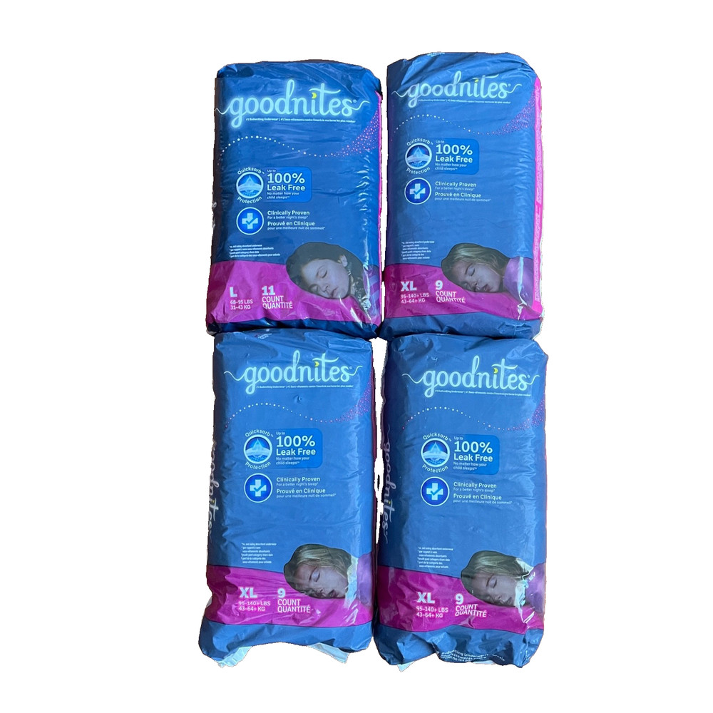 Goodnites Girls Nighttime Bedwetting Disposable Underwear Size L & XL – 38 ct