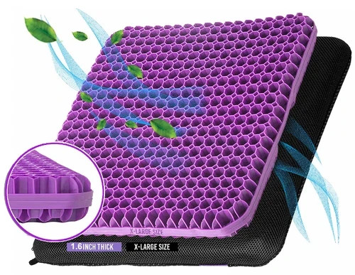 Double Thick Gel Seat Cushion with Non-Slip Cover | Breathable Comfort