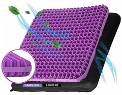 Double Thick Gel Seat Cushion with Non-Slip Cover | Breathable Comfort