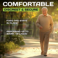 Incontinence Underwear for Men.Pure Cotton Washable Panties with Super absorbent