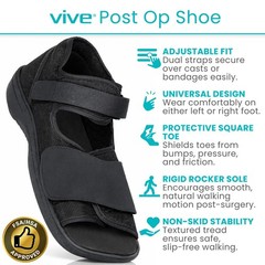 Vive Post Op Shoe – Lightweight Medical Walking Boot with Adjustable Strap –