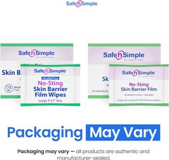 Safe n‘ Simple Large Skin Barrier Wipes No-Sting – 5″ x 7″ – 25 Count – Alcohol-
