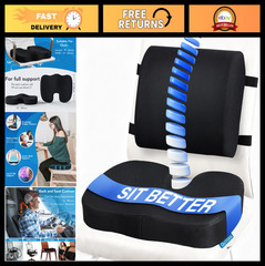 Memory Foam Seat Cushion & Lumbar Support Pillow for Office, Car, Wheelchair – P