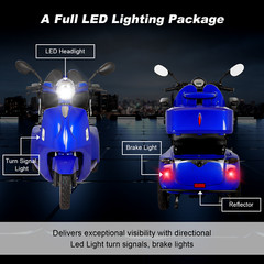 800W 3-Wheel Travel Mobility Scooter 60V 20AH Battery 15mph for Adult Senior