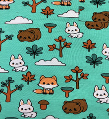 Adult snap crotch shorts Baby Forest Animals print