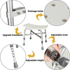 Adjustable Medical Shower Chair Height Bath Stool Tub Seat Plastic and Aluminum