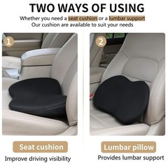 Livtribe Car Seat Cushion Memory Foam Seat Pad Black Sciatica Back Support