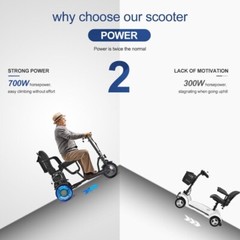 700W 3-Wheel Electric Mobility Scooter Double Motor Folding Portable Scooter US