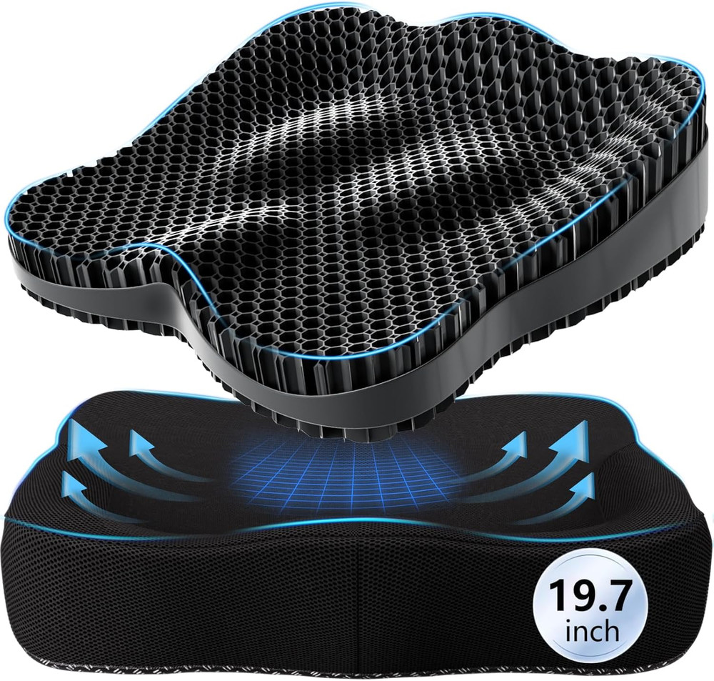 19.7In Thicken Cooling Gel Seat Cushion, Larger Gel Seat Cushion for Long Sittin