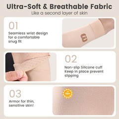 MGANG Lymphedema Compression Arm Sleeve for Women Men, Opaque, 15-20 mmHg Com…
