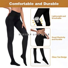 Close Toe Thigh High Compression Socks Pantyhose Butt Lift Women Wide Calf Socks