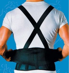 SportAid 9″ Black Back Brace w/Suspenders 2X-Large