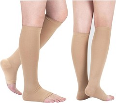 Nude Toeless Compression Socks – 3 Pairs, 15-20 mmHg Relief for Active Women