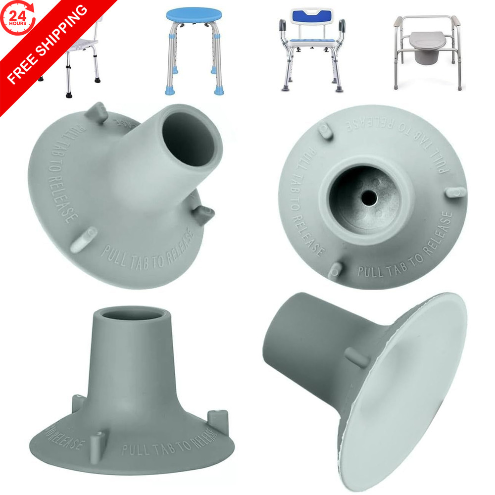 Shower Chair Replacement Feet – 4-Pack 28.6cm Diameter (1-1/8” I.D., Grey