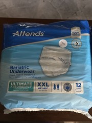 Attends Bariatric Underwear 2XL 68″ – 80″Ultimate Absorbency 12 Count -Lot Of 2
