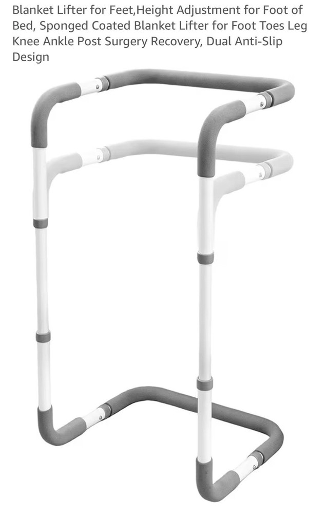 Adjustable Non-Slip Blanket support frame. , Gray/White, 20″-28″ Length