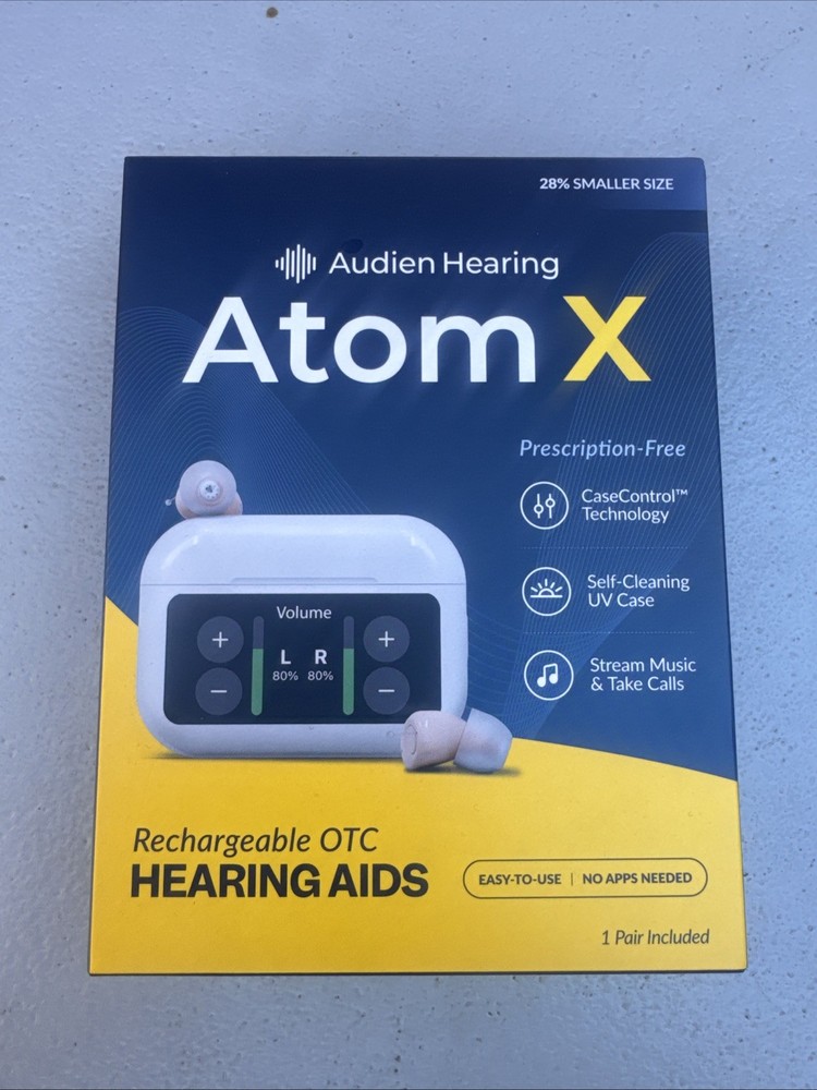 Audien Hearing ATOM X -Rechargeable OTC Hearing Aids-Stream music-Take calls!