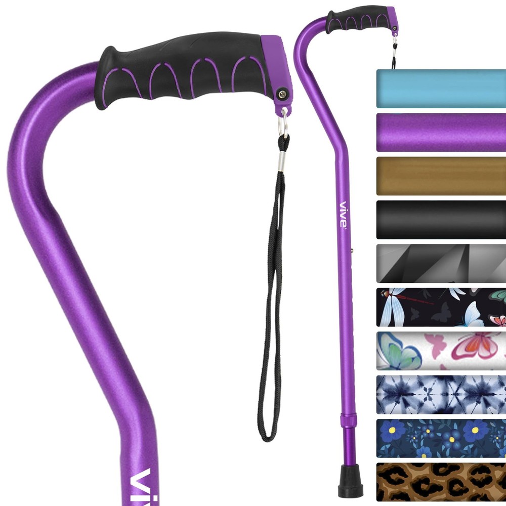 Vive Walking Cane for Women, Men, Elderly – Patented Offset Cane, Purple