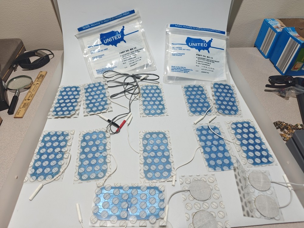 United Pre-Wired TENS Electrode 1.75” X 3.75” Pads (16 Total) Repositionable USA