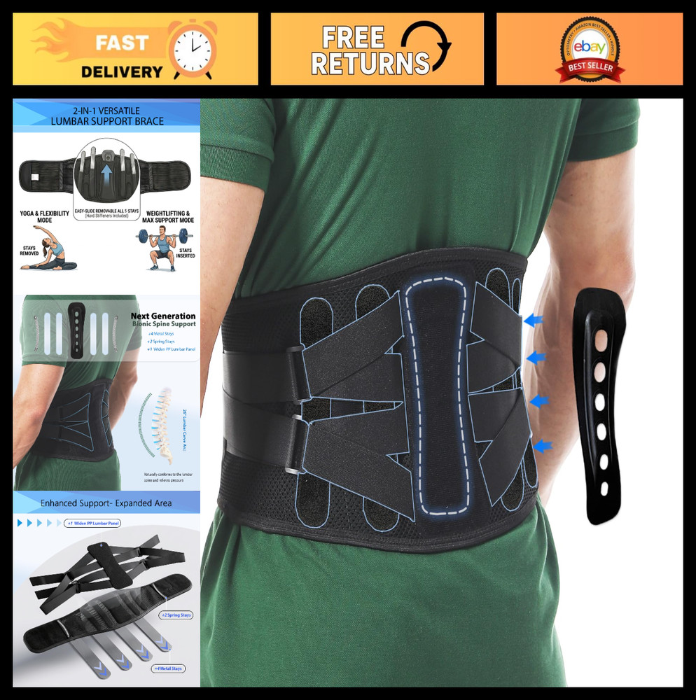 Adjustable Back Brace for Lower Back Pain Relief, Support Belt for Herniated Dis