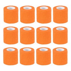 2″ x 177″ 12 Pcs Self Adhesive Bandage Wrap Elastic Self Tape Bright Orange