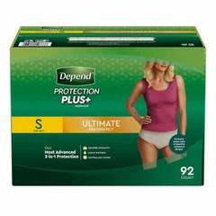 Depend Protection Plus Ultimate Underwear for Woen Small 92 Count