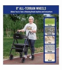 Rollator Walker with Seat450Lb Rolling Walker ExtraWide HeavyDuty Rollator Black