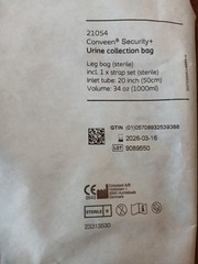 3 COLOPLAST Conveen Security+ Urinary Leg Bag Sterile 21054 1000ml NEW SEALED NR