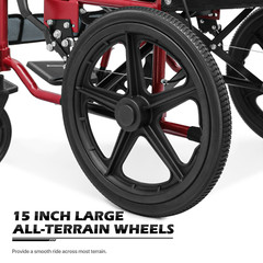 [FDA APPROVED]Lightweight Foldable Transport Wheelchair w/Handbrakes & Footrest