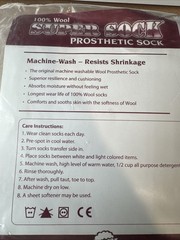 New Knit-Rite Prosthetic Super Sock 100% Wool 3 PLY 9” Top 6” Toe x 16” 1K130316