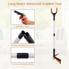 Foldable Reacher Grabber Tool Rotating Jaw & Magnet Trash Picker Heavy Duty