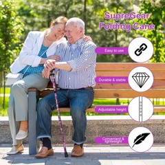 Walking Cane-Folding CaneAdjustable Colorful Walking Stick for Men & Women Black
