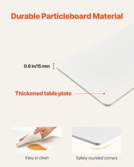 Overbed Table Mobile Bed Side Desk with 4 Hidden Wheels Cup Holder White