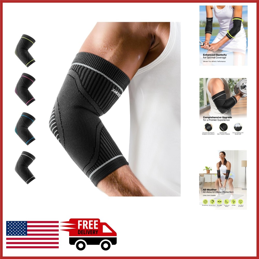 Lightweight Non Slip Elbow Sleeve for Tennis Golfer Weightlifting Grey M
