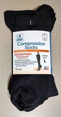 Compression Socks Over The Calf Microfiber Unisex Large 8-15 mmHg Black 1 Pair