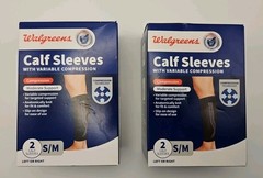 Walgreens Calf Sleeves Variable Compression S/M Moderat Support L/R LOT OF 2 NEW