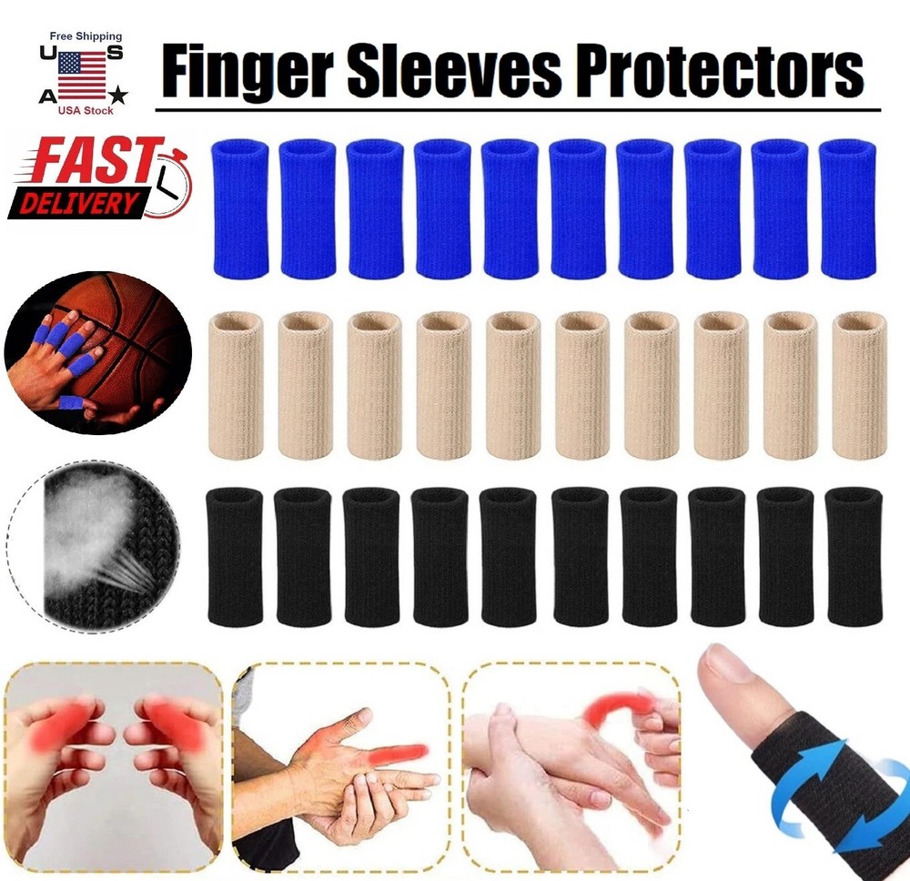 10×Finger Sleeves Splint Brace Compression Finger Support Pain Arthritis Trigger