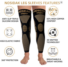Copper Compression Knee Sleeve Long Full Leg Brace Support Sports Joint Pain Rel