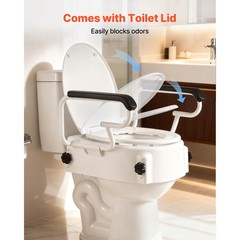 Uimoso Adjustable Raised Toilet Seat with Arms for Seniors, Supports 300 lbs