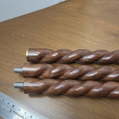 Brass Horse Head Handle Walking Stick Spiral Wood Cane Vintage