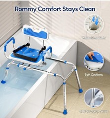 Sliding Shower Chair with Padded 360° Swivel Seat, 330lbs Tub Transfer Bench,…