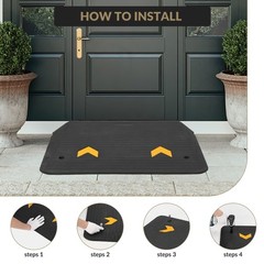 Peacefulhues Rubber Threshold Ramp 4 Rise Wheelchair Ramp Doorway Recycled