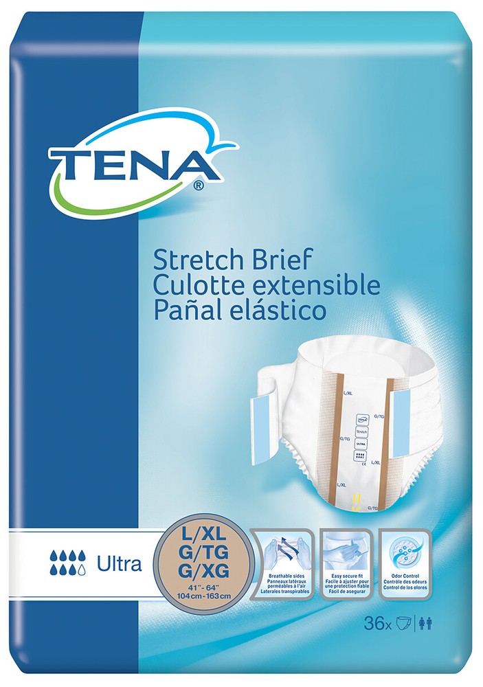 TENA Stretch Ultra Brief Large/X-Large, 41 – 64 Inches, 36 Count